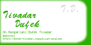 tivadar dufek business card